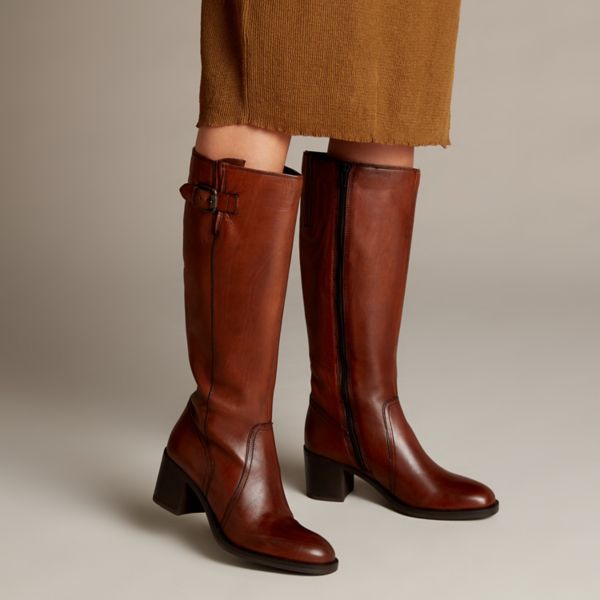 Clarks Womens Mascarpone Ela Knee High Boots Brown | UK-7612530